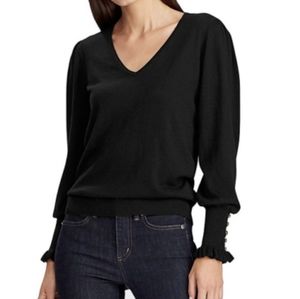 NWT Ralph Lauren V neck button cuff Long sleeve